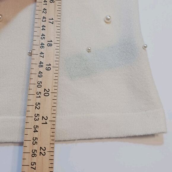 Y2K Bebe Sweater Large Rhinestone Turtleneck White Pearls Logo Super Soft NWT - Picture 9 of 10